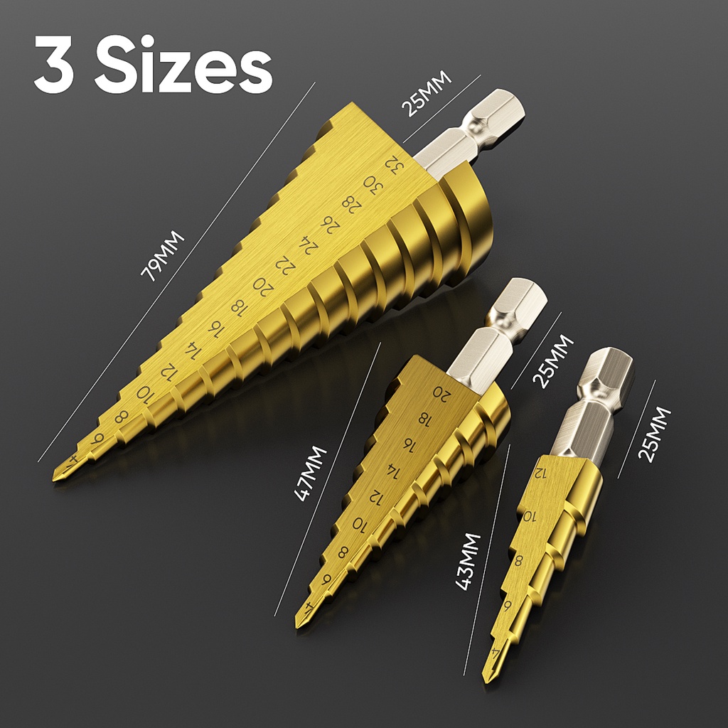 Mitsushi Hexagon Pagoda Drill Metal Bit Bench Step Tower Drill ...