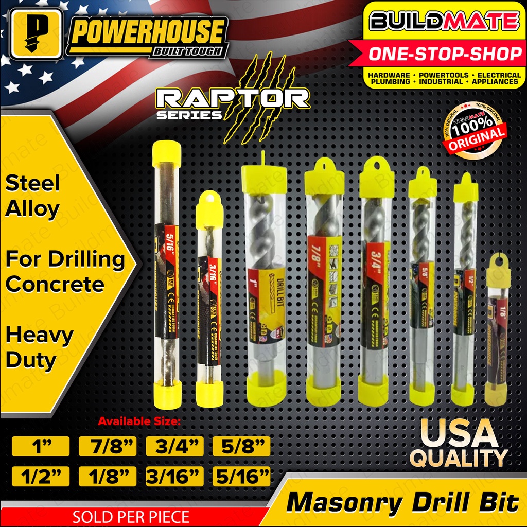 Buildmate x POWERHOUSE Masonry Drill Bit 3/16" - 5/16" Alloy Triangle ...
