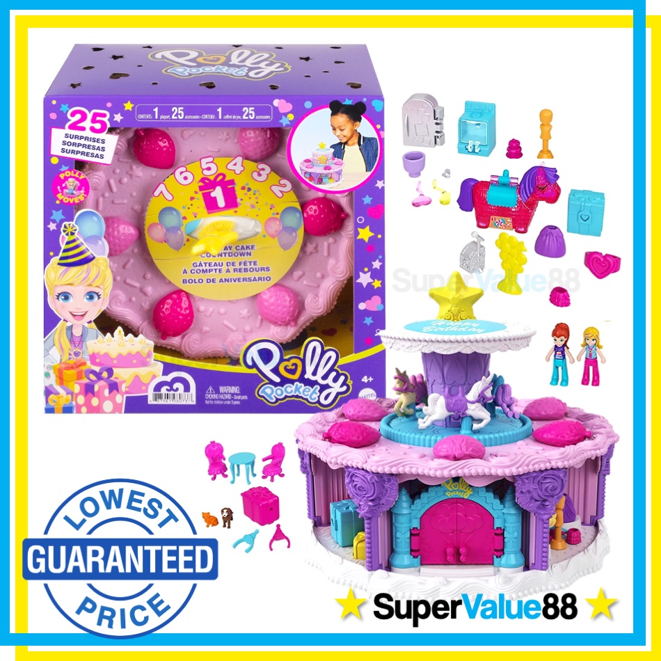 Original Polly Pocket Birthday Cake Countdown Playset With 25 Fun Surprises Toys T Compact