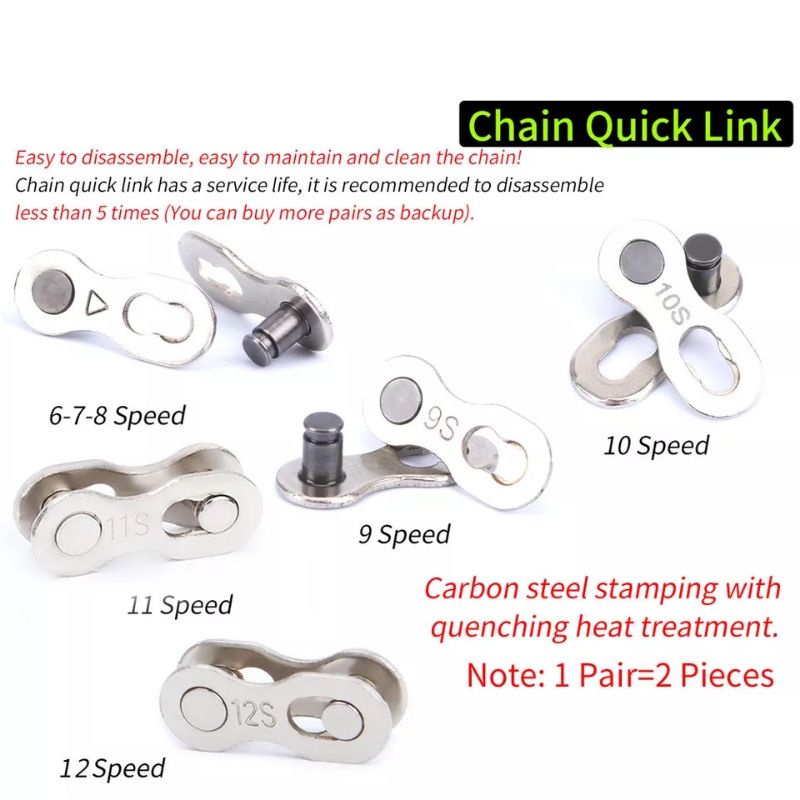 Pair OF BIKE CHAIN CONNECTIONS 6 7 8 9 10 11 12 SPEED MISSING LINK RE ...