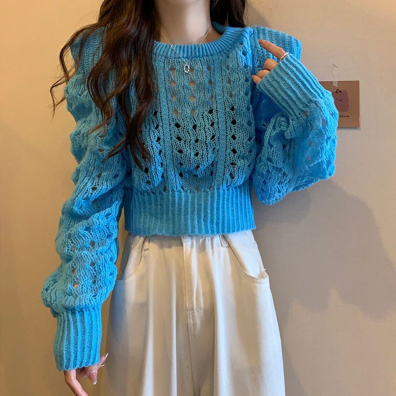 French Long Sleeve Hollow Knitted Sweater Women Loose Top ins Shopee Philippines