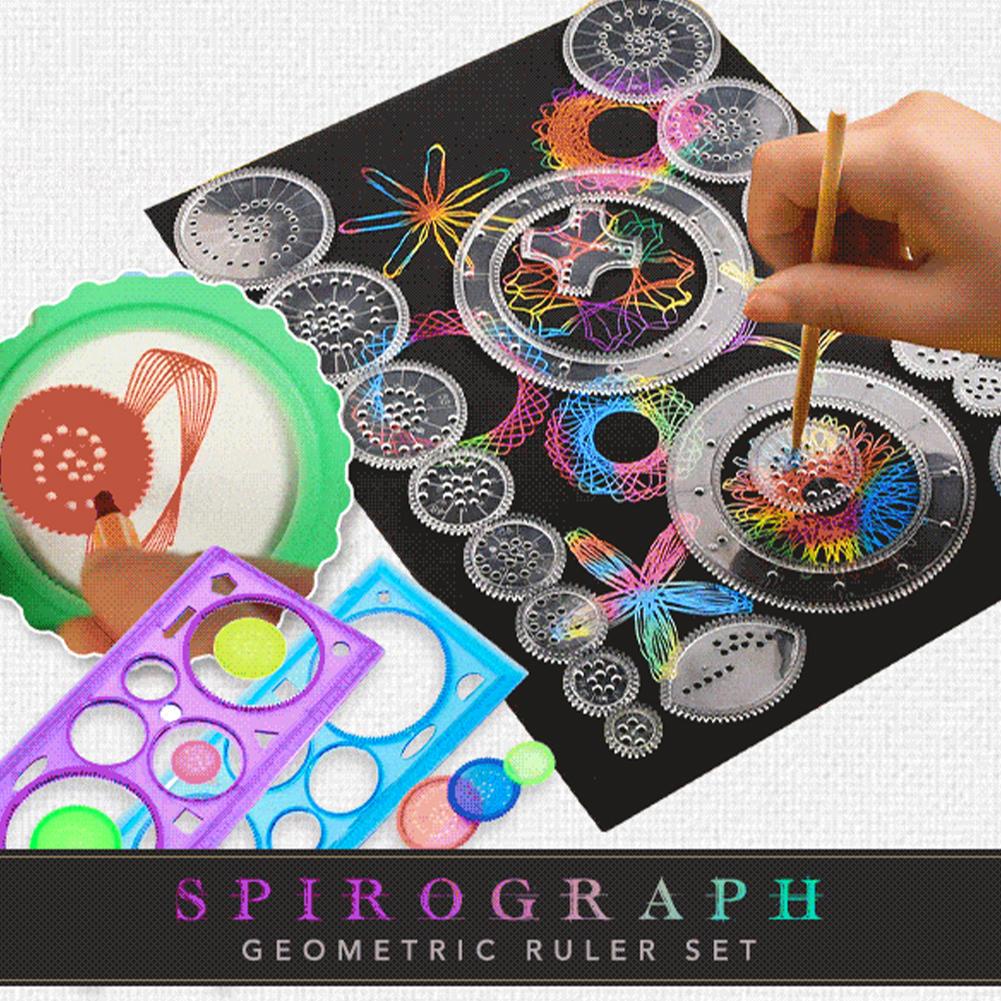 22pcs Spiral Art Clear Gear Geometric Ruler Spirograph Drawing Toy ...