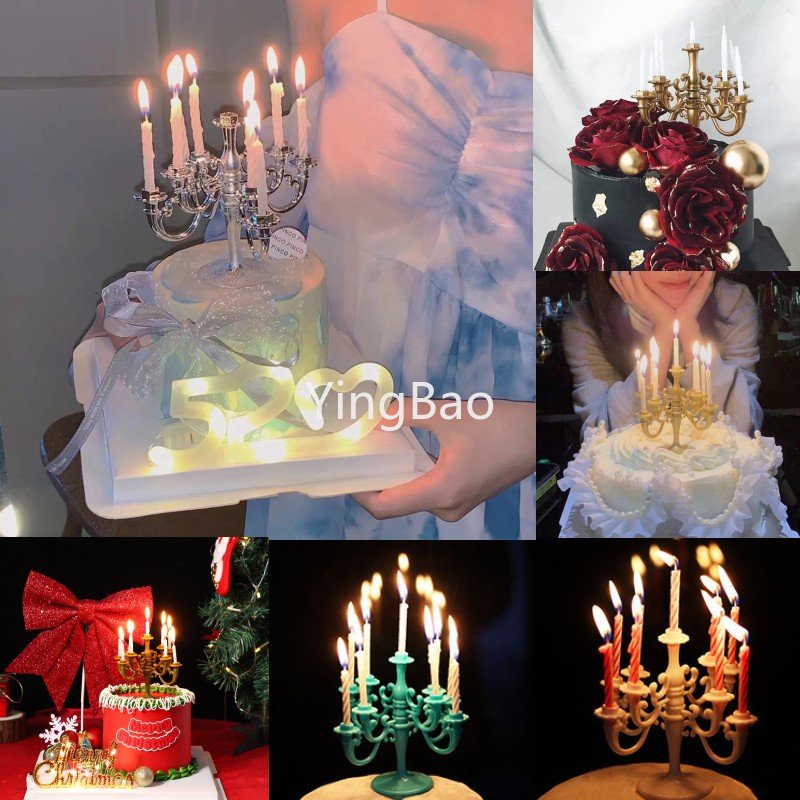 Luxury Romantic Candelabra Holder Birthday Cake Topper Valentine's Day Wedding Cake Topper Cake
