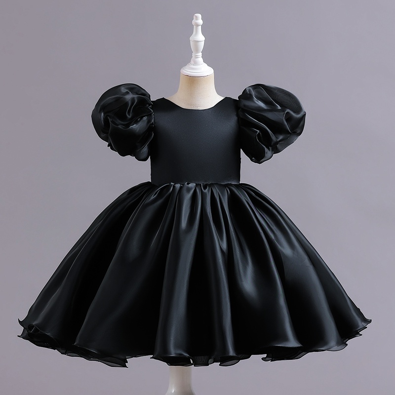 strapless open back dress Black Sequin Satin A-Line Princess Dress for Girls Birthday Party Conc –  Elsi John main image 1