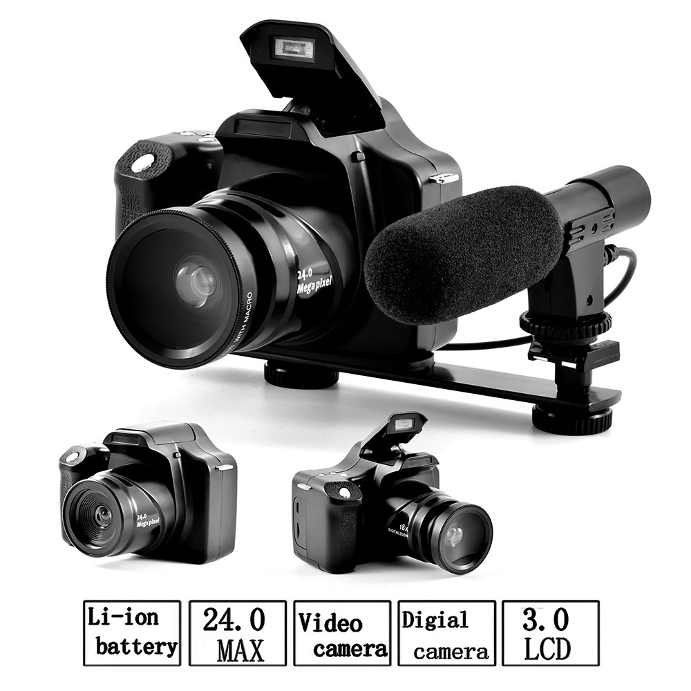 Professional Camera for Photography 3.0 Inch LCD 18X Full HD 24MP 1080P ...
