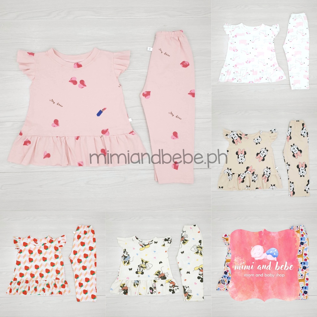 KIDS & BABY Cotton Butterfly Sleeves Pants Terno Set | Shopee Philippines