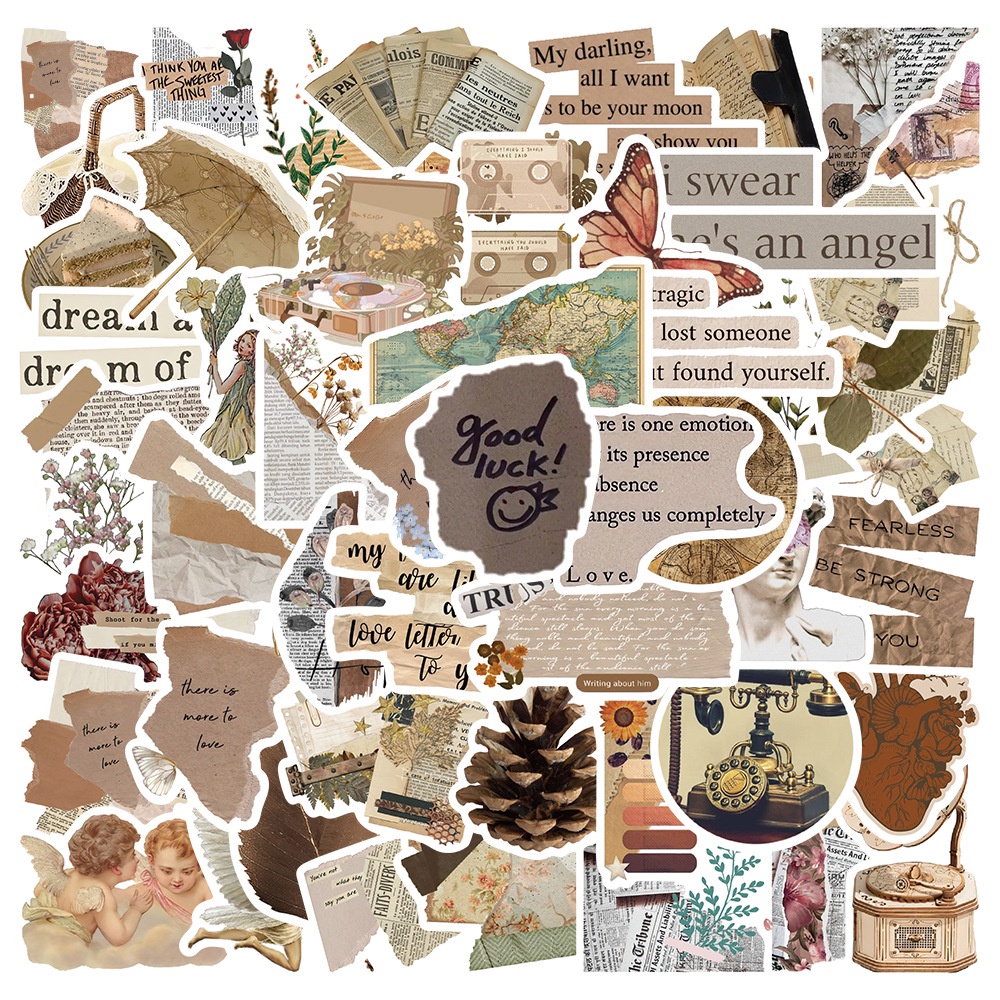 xs628-52pcs Gray Retro Graffiti waterproof sticker | Shopee Philippines