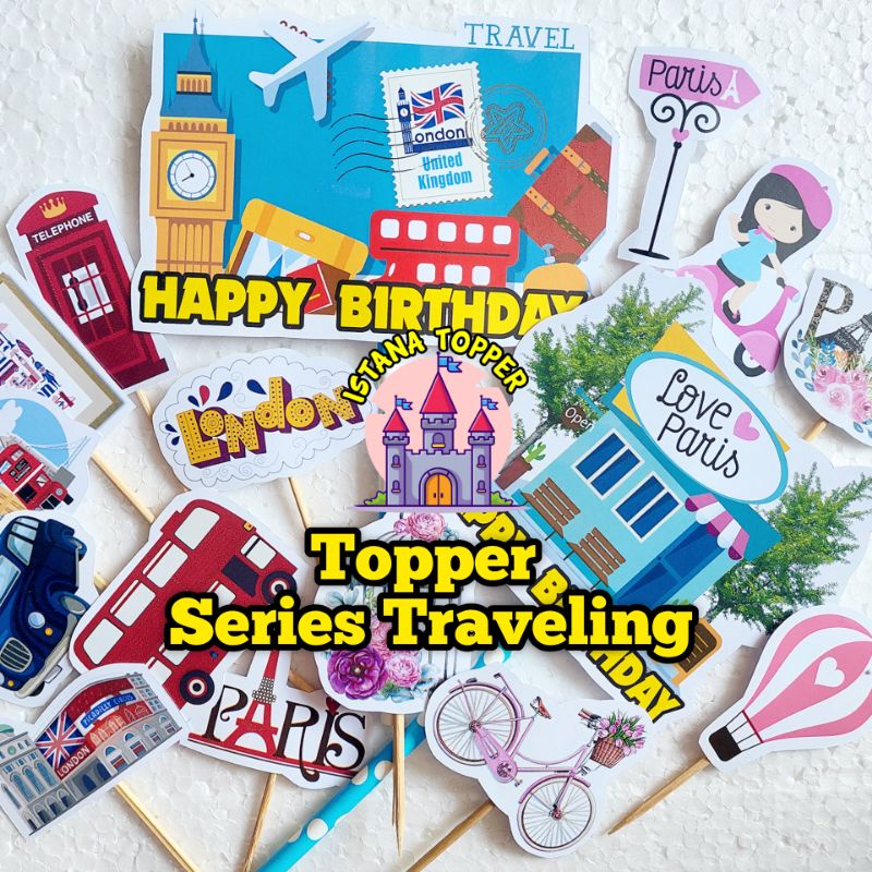 Traveling Series Birthday Cake Topper/London Topper/Paris Topper