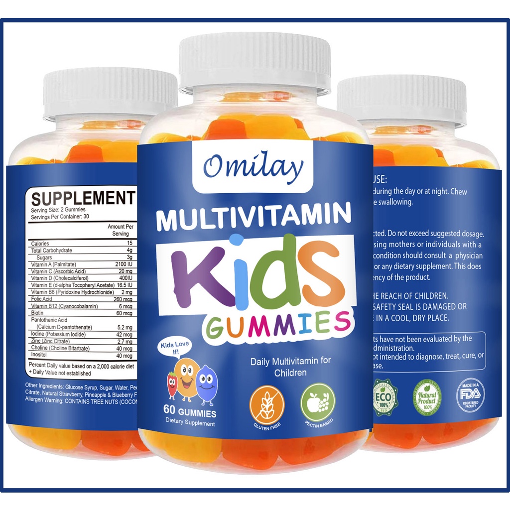 Omilay Children's Daily Multivitamins Gummies for Kids Vitamin A C D E