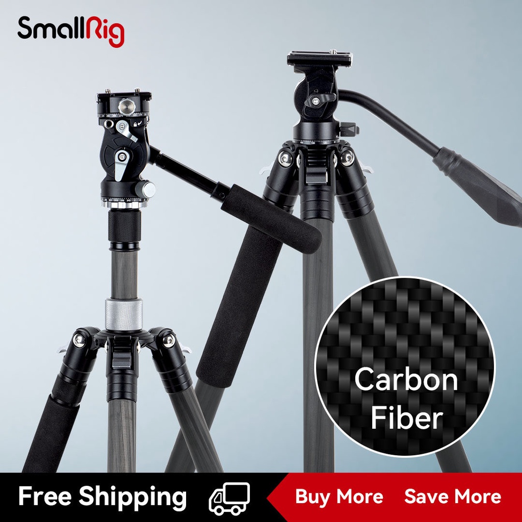 SmallRig Carbon Fiber Tripod with video fluid head Monopod Foldable