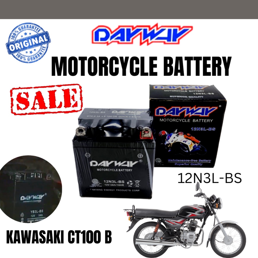 KAWASAKI CT100 B BATTERY DAYWAY | 12n3L-BL DAYWAY MOTORCYCLE BATTERY ...