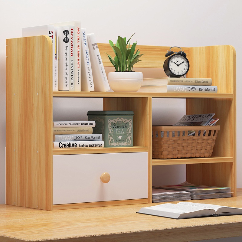 DIY Minimalist Versatile Wooden Bookshelf Office Study Desktop Rack ...