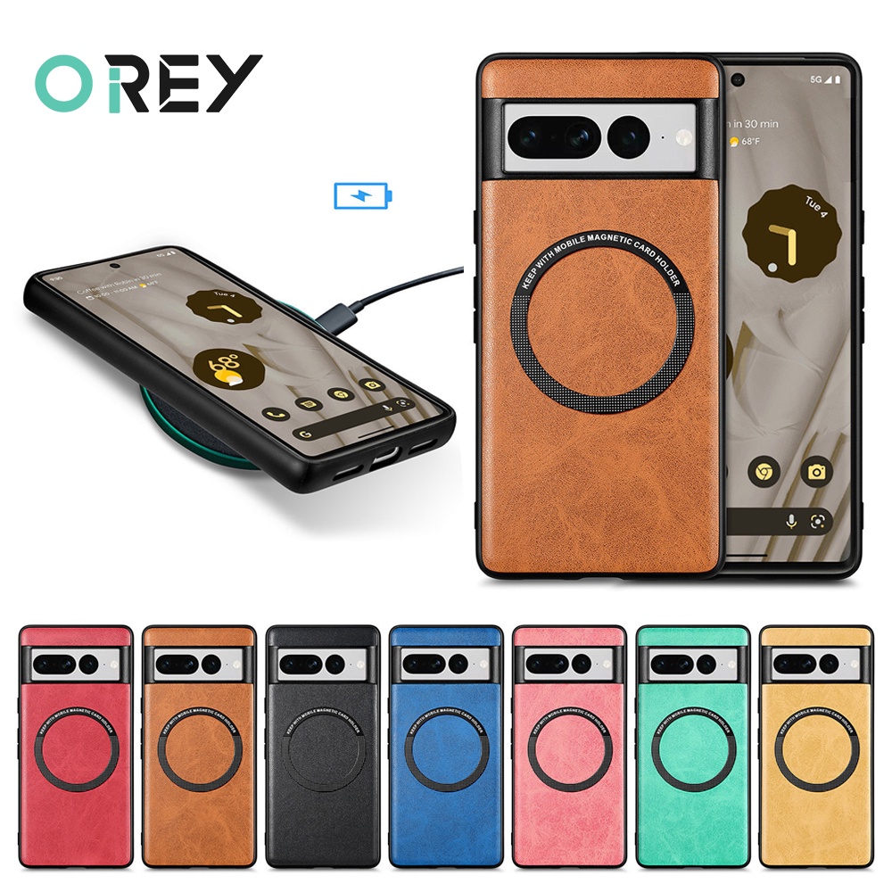 For Google Pixel 7 Leather Case Wireless Charge for