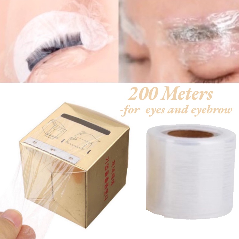 1 Box 200M Clear Plastic Wrap for Eyelashes, Eyebrows, Eyes, Lips
