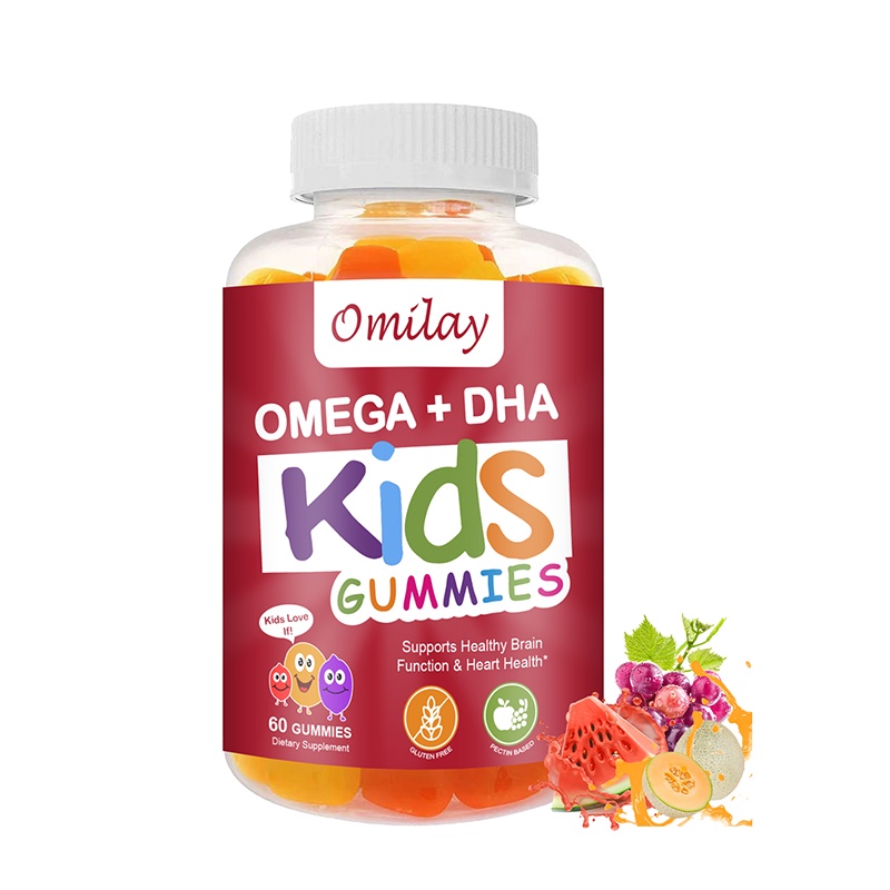 Omilay OMEGA DHA for Kids Gummies Vitamins C Probiotics Zinc for Brain