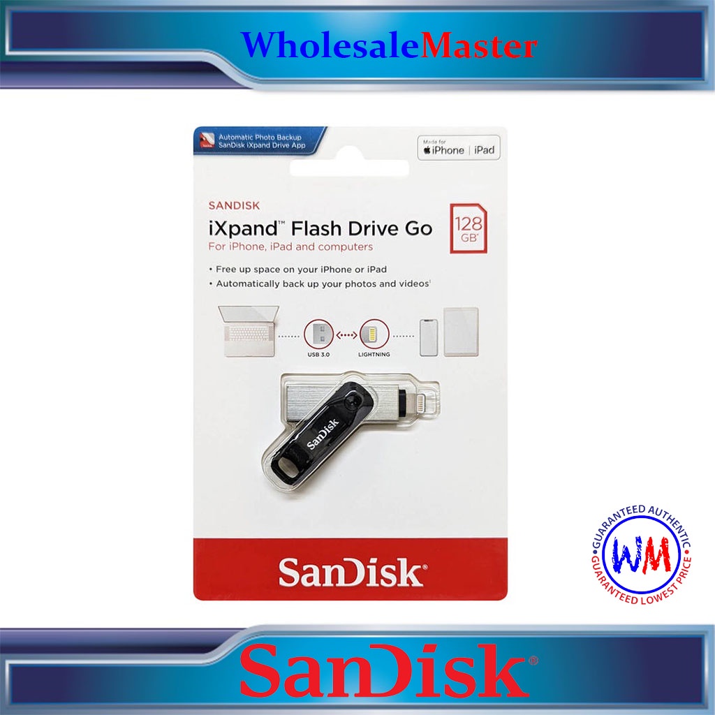 SanDisk iXpand Flash Drive Go 128GB Dual USB 3.0 Flash Drive for iPhone