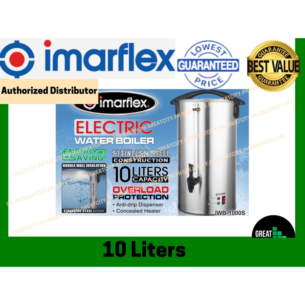 Imarflex IWB1000S Water Boiler Percolator 10L (Stainless) Shopee