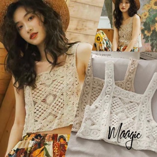 New Crochet Outfit Top Cover Up Bikini Beach Top Korean Swimsuit Tops For Women  Wear Vest