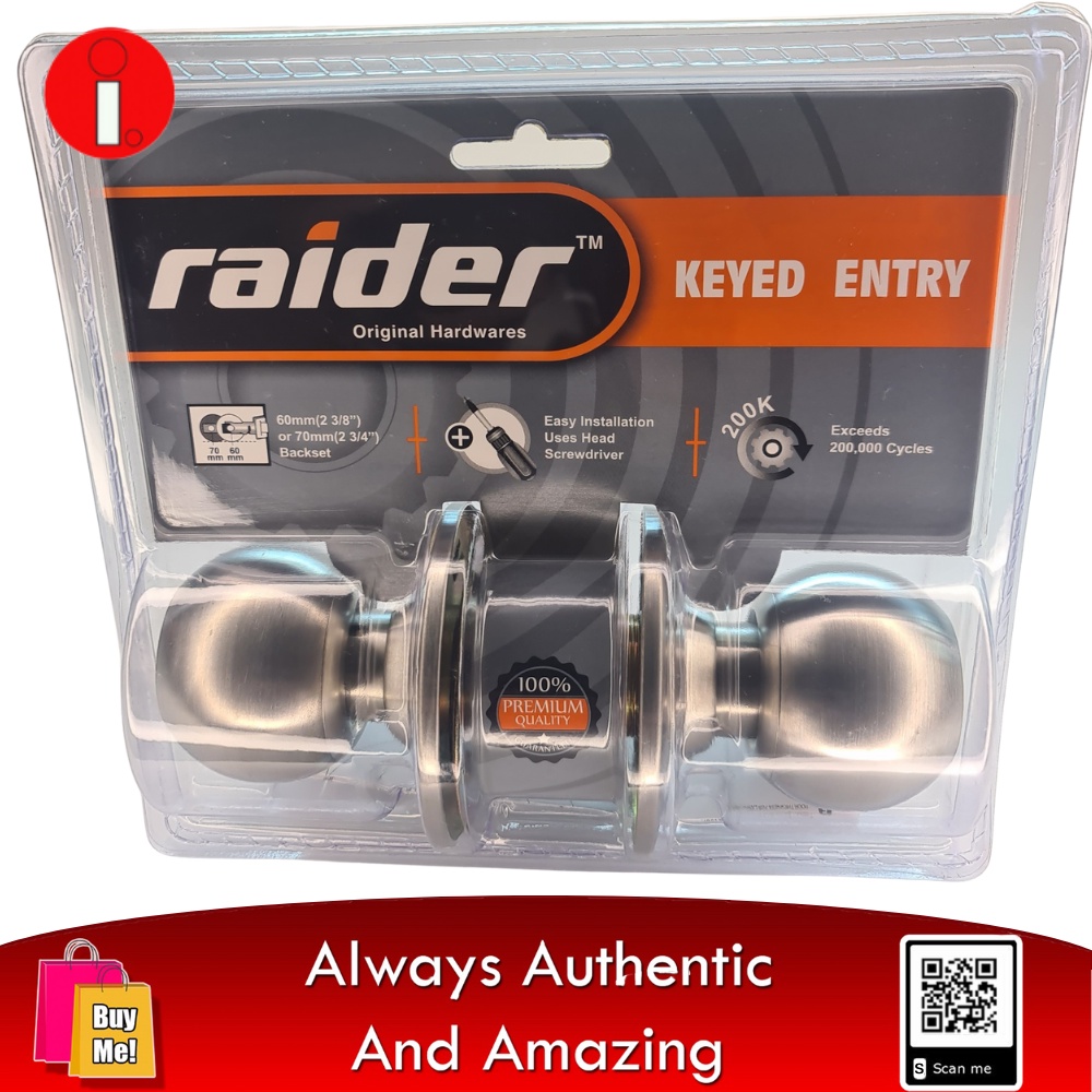 Raider Security Door Knob Keyed Entrance Lock | Shopee Philippines