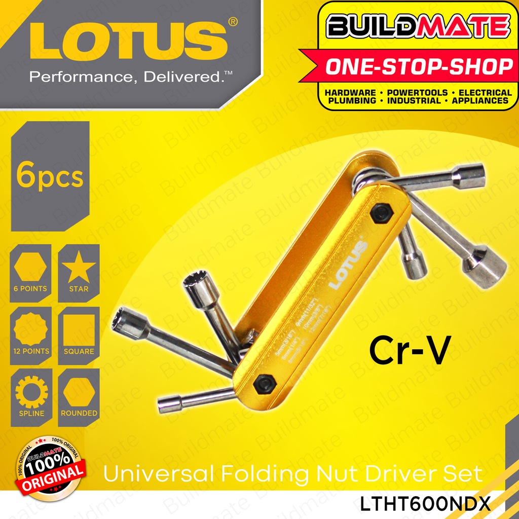 LOTUS 6PCS Foldable Nut Driver Set Universal Socket Metric/Sae Hex Nut ...