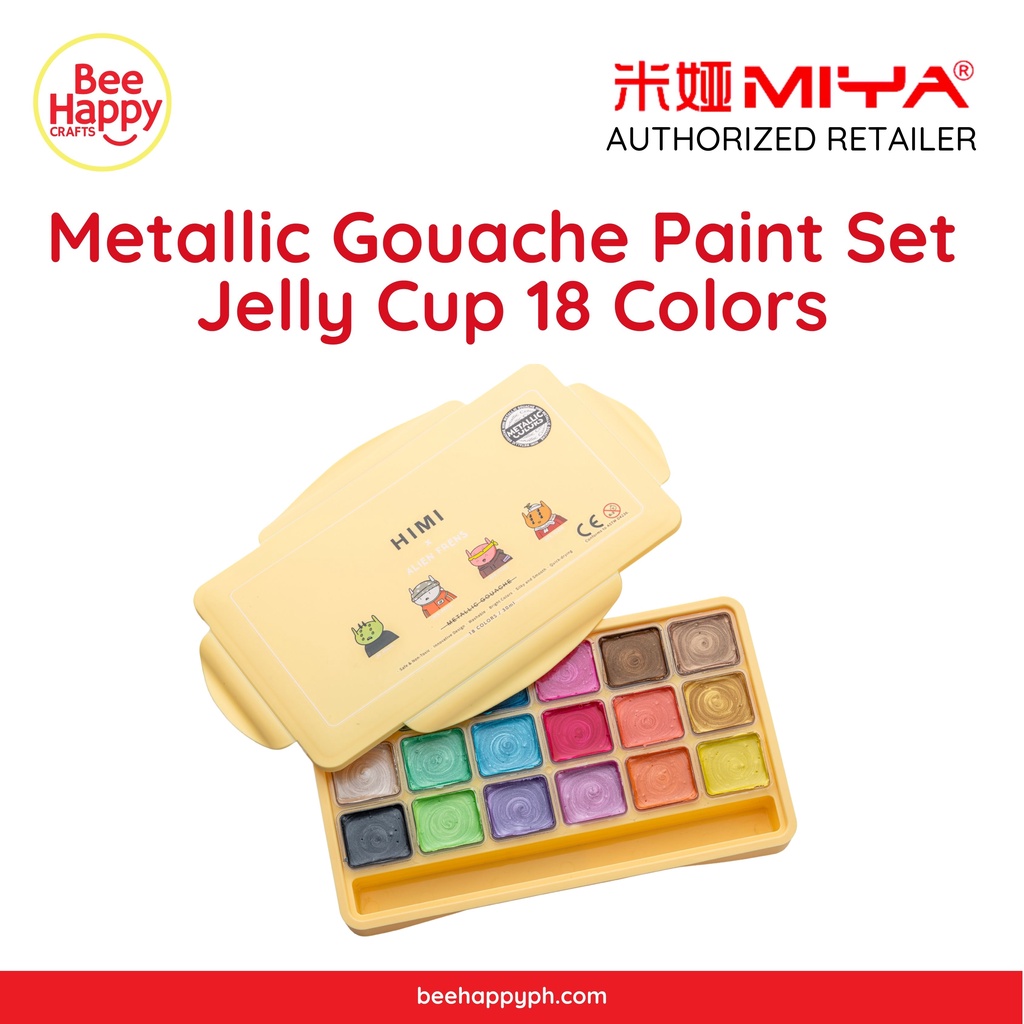 Miya Himi Metallic Gouache Paint Set Jelly Cup 18 Colors No Brush