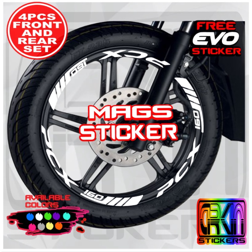 Honda Pcx 160 mags sticker 4pcs set front and rear sticker decals ...