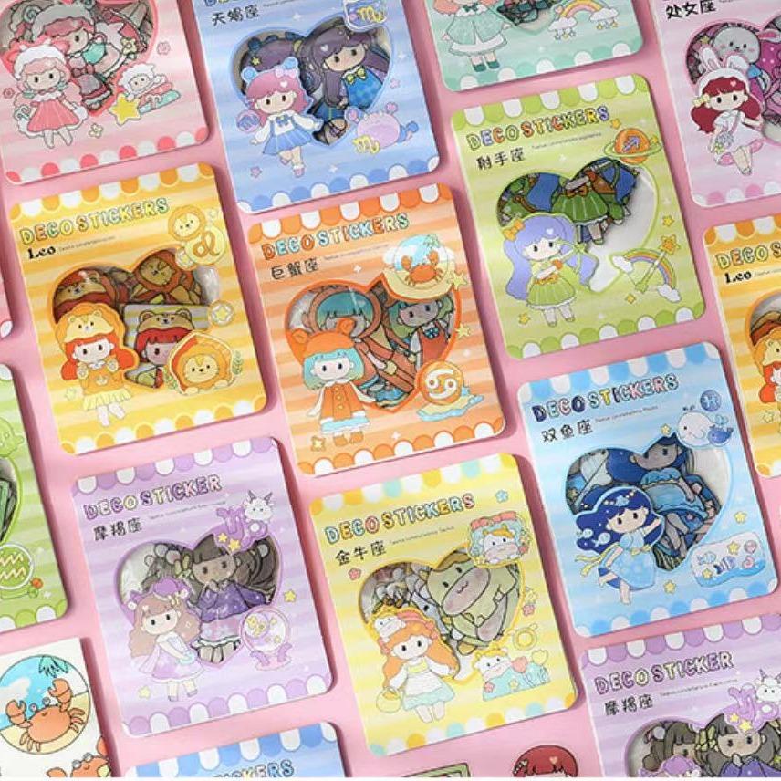 40 pcs twelve constellation hand account stickers waterproof pvc cute ...