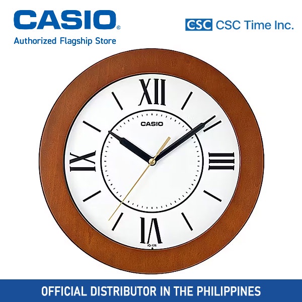 Casio Wall Clock (IQ1265BDF) Brown Beige Resin Wood Sweeping Second