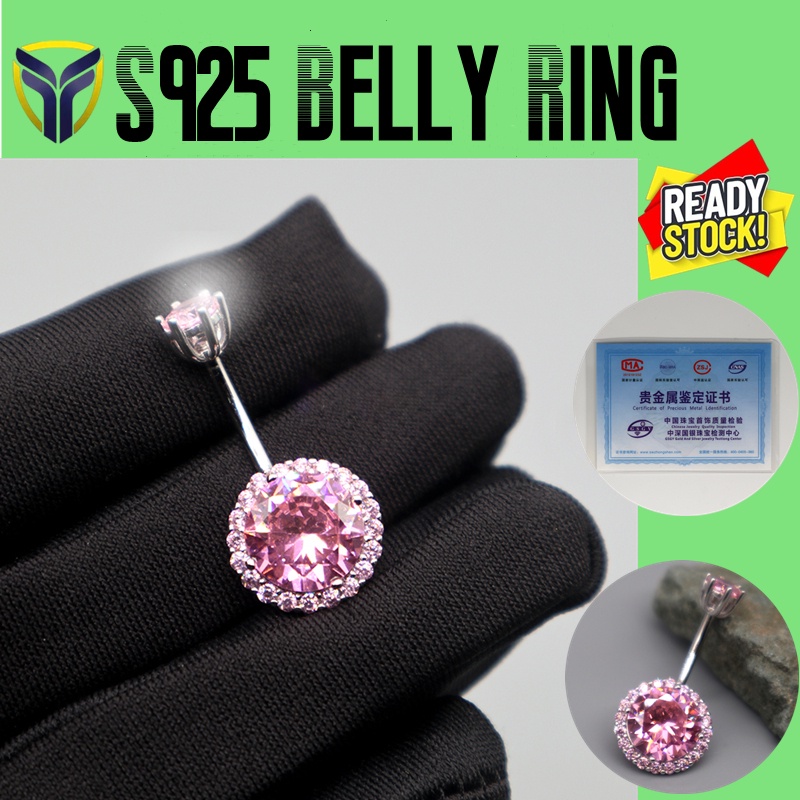 Silver Pink Color Alloy Floral Resin Rhinestone Sexy Body Navel Ring main image 1