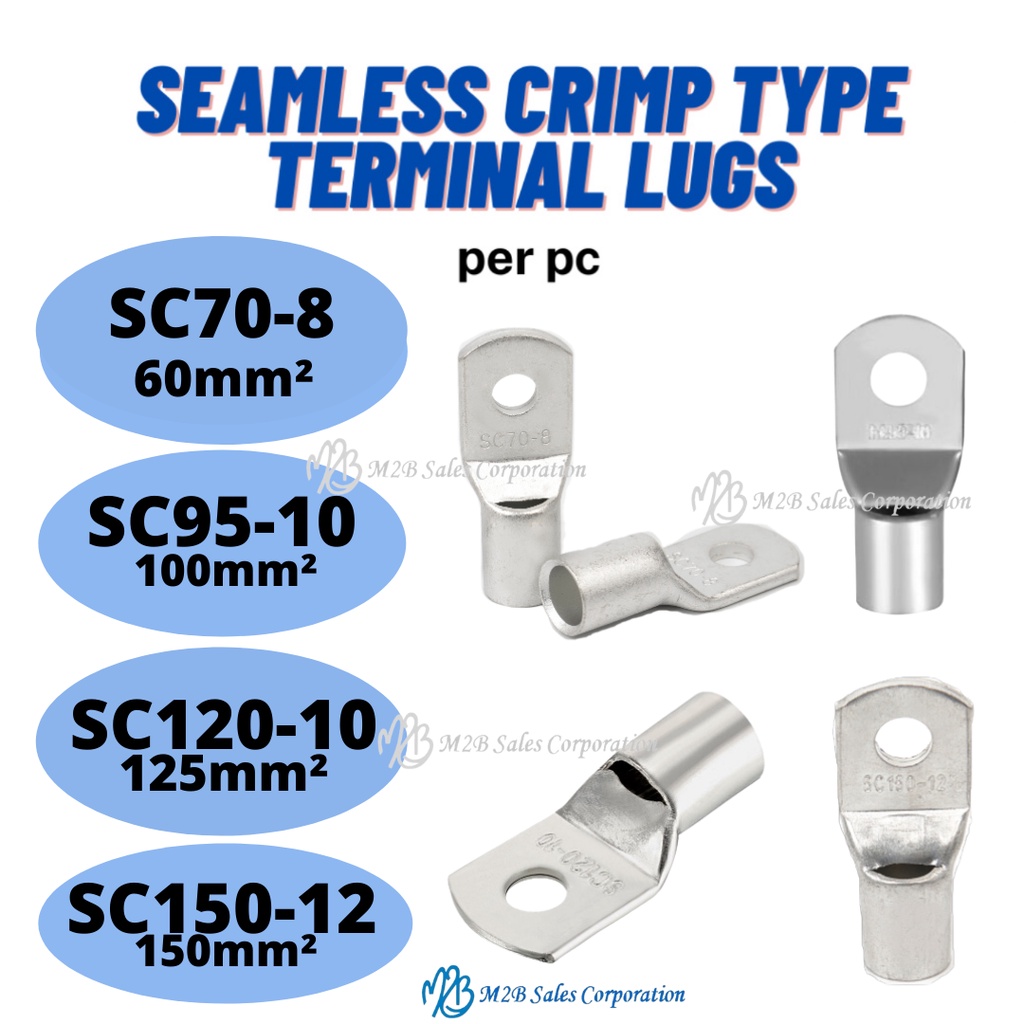 Ring Type Seamless Crimp Type Terminal Lugs SC70 8 SC95 10 SC120 10 SC150 12 Shopee Philippines