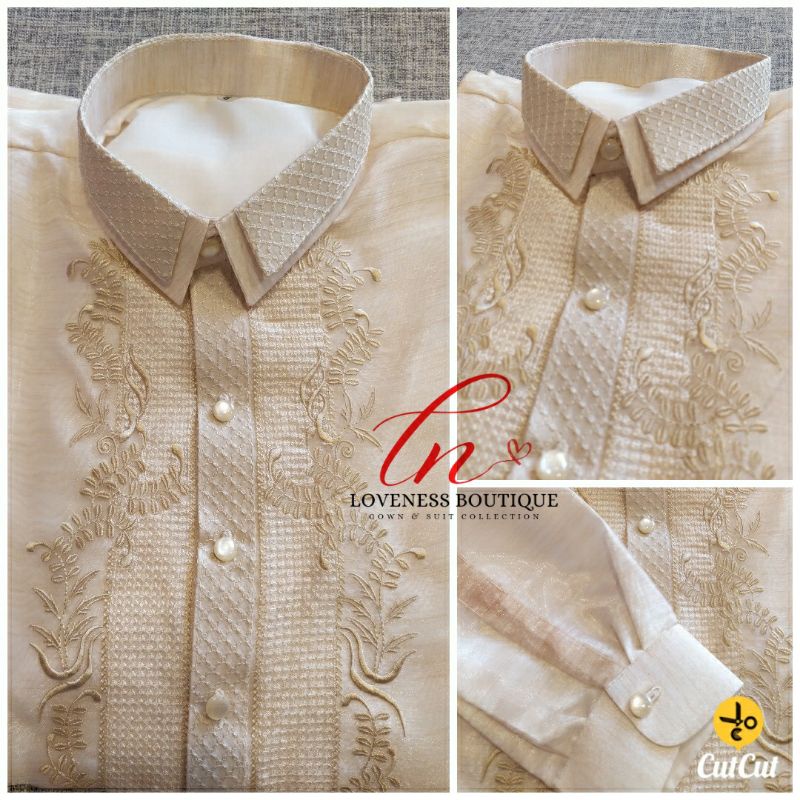 LOVENESS BOUTIQUE Men's Barong 𝙎𝙋𝙊𝙍𝙏𝙎 𝘾𝙊𝙇𝙇𝘼𝙍 PIÑA ORGANZA Fabric with ...