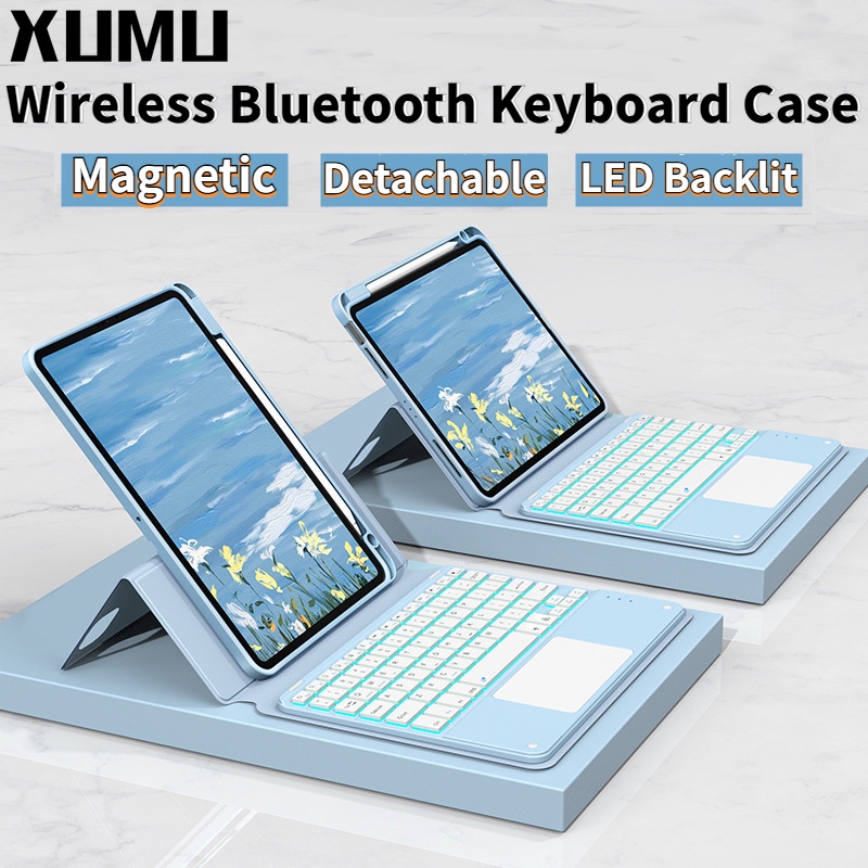 Xumu Wireless Bluetooth Magnetic Detachable Touchpad Keyboard LED light ...
