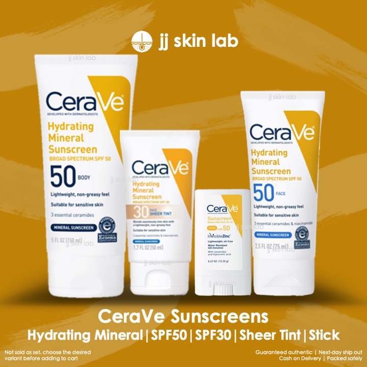CeraVe Hydrating Mineral Sunscreen SPF 50 Sheer Tint SPF 30