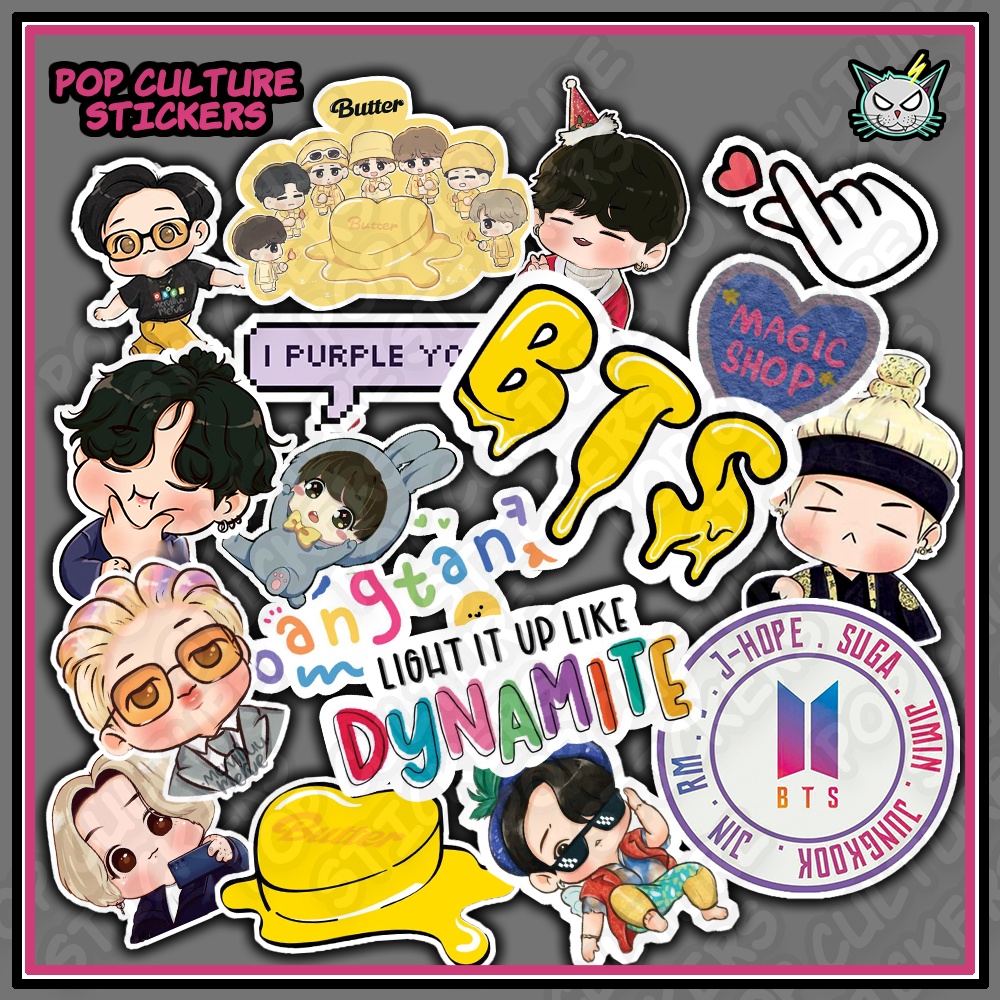 KPOP - Cute BTS - Bangtan Sticker Pack (15pcs) Tumbler.Helmet.Laptop ...