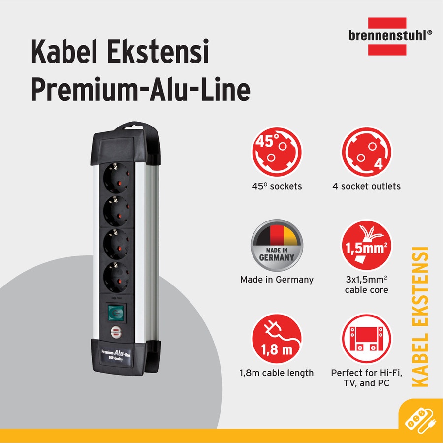 Premium Alu Line Socket/Electrical Terminal 4-hole Socket Plug - 1.8m ...