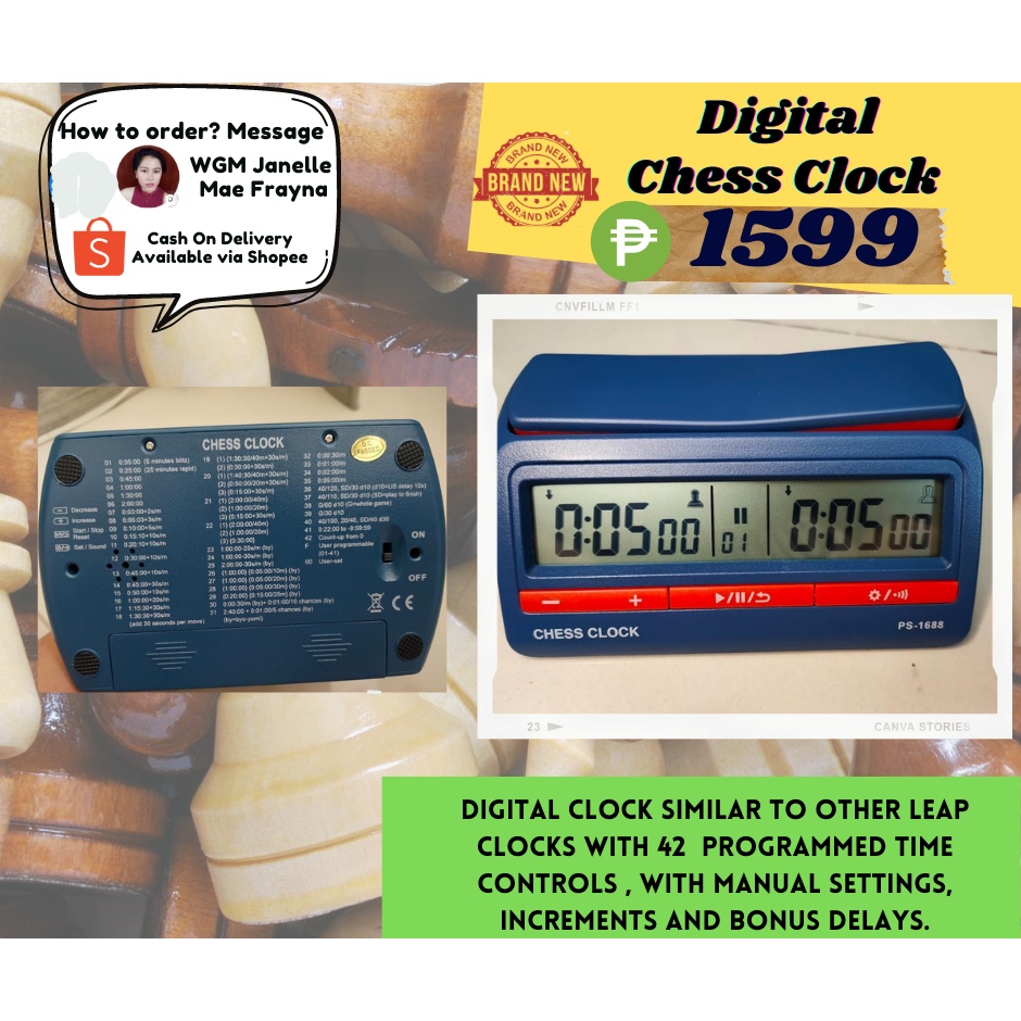 Digital Chess Clock (with 42 pre-programmed time controls) | Shopee ...