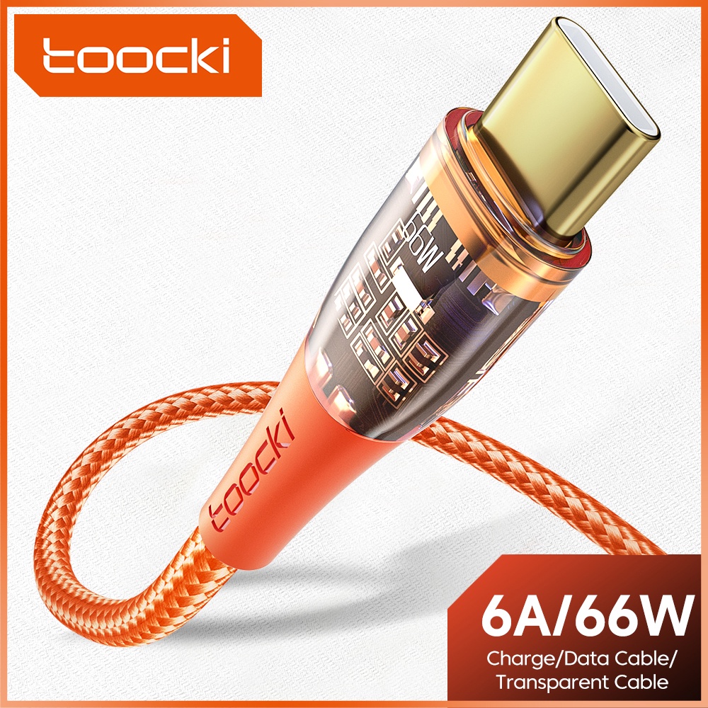 Toocki 66W USB Type C Charging Cable 6A Transparent Quick Charge Nylon ...