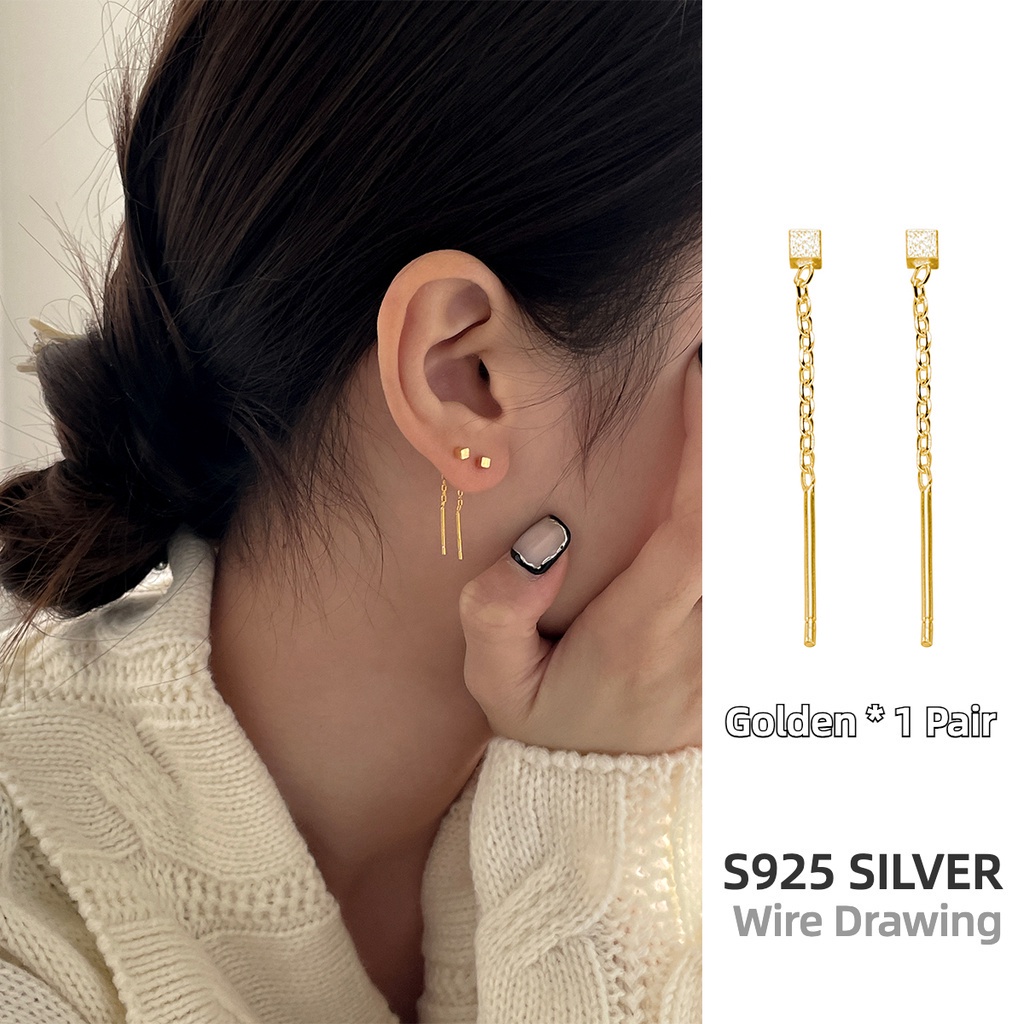 925 Silver Earring Square Cube Dangling Earring Hypoallergenic Earring Tassel Earring Korean Earrings Women Ear Drop Minimalist Earrings Sterling Silver Earrings Jewelry Fashion Shopee Philippines