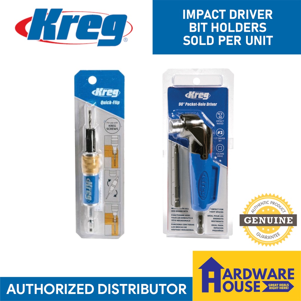 ORIGINAL KREG Impact Bit Holders / 90 Degree Pocket Hole Driver / Quick ...