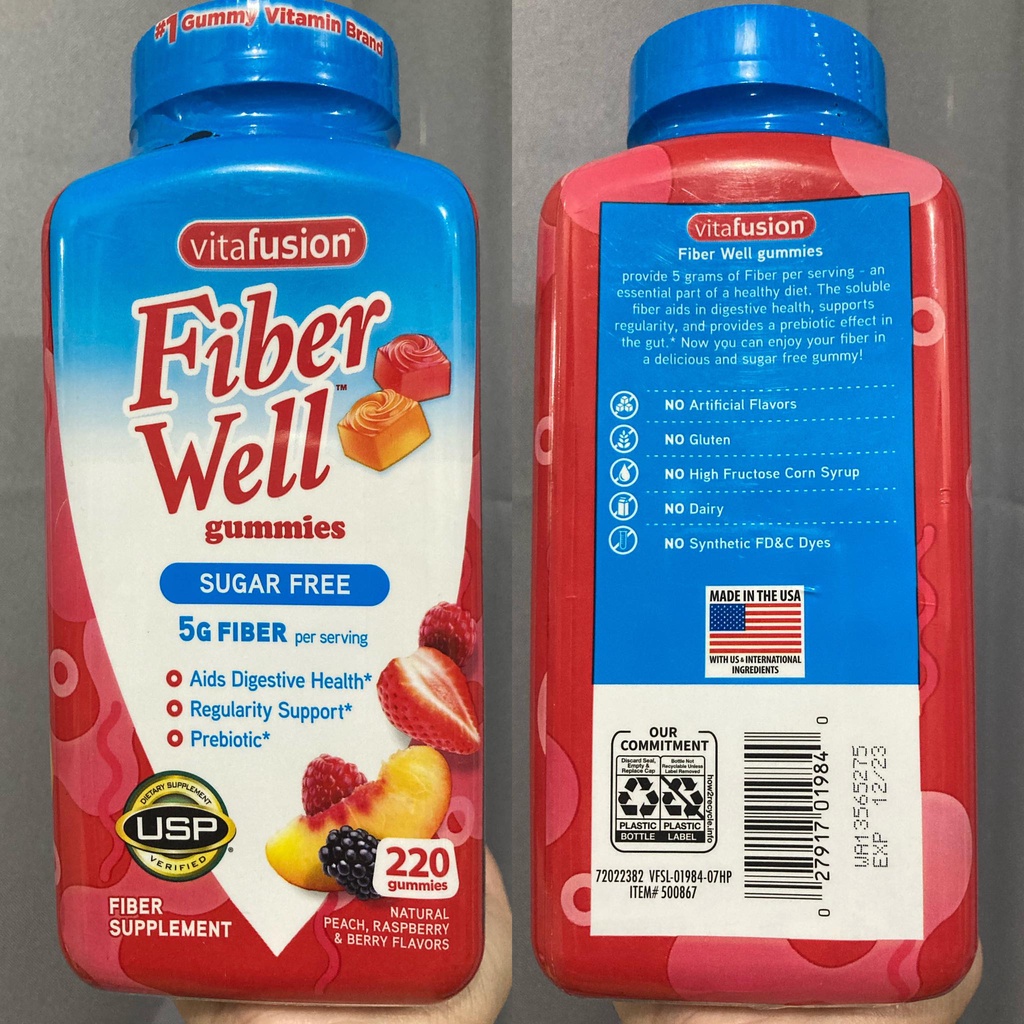 Vitafusion Fiber Well Gummies Sugar Free 5g Fiber Per Serving 220