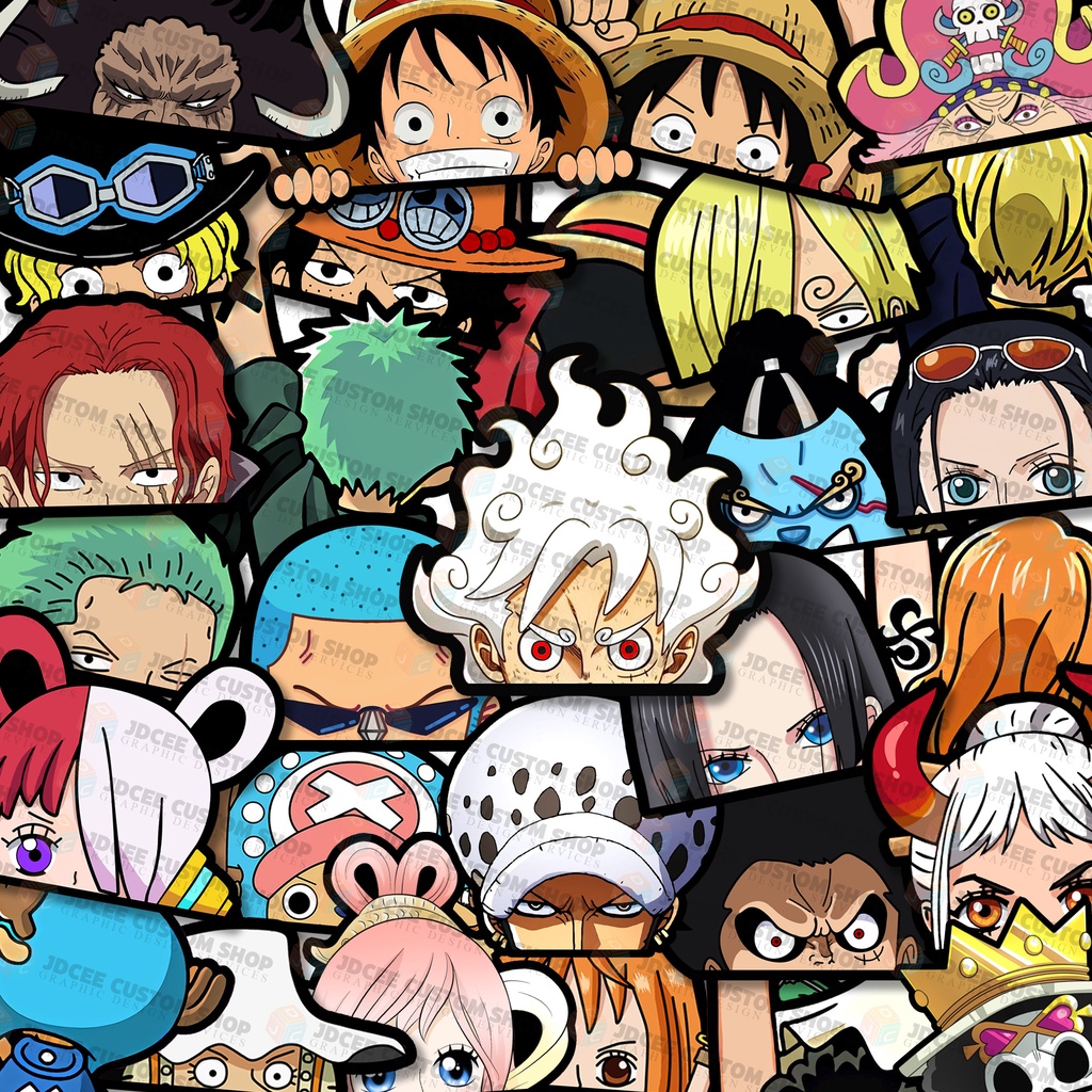 Peeker Stickers One Piece Luffy Sanji Zoro Nami Usopp Chopper Robin Gear 5 Uta Waterproof 7198