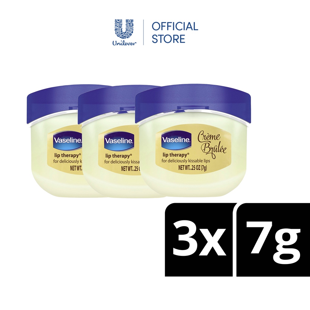 [Bundle of 3] Vaseline Lip Therapy Lip Balm Creme Brulee 7g Shopee