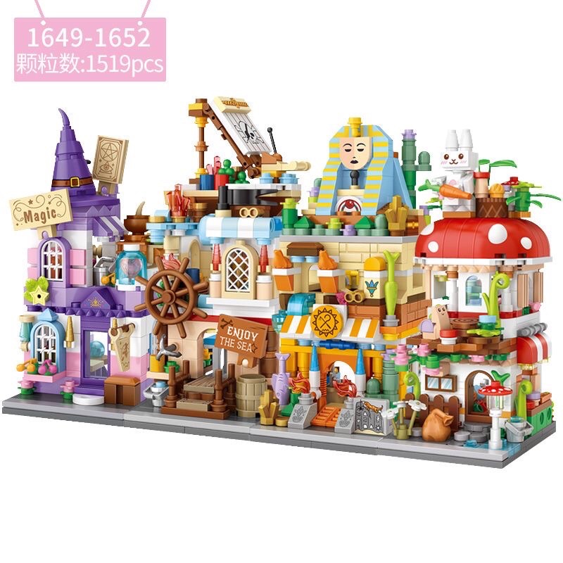 Loz Bricks Street Mini (THEMES HOUSE SERIES) 1649 – 1652 Witch Pirate ...