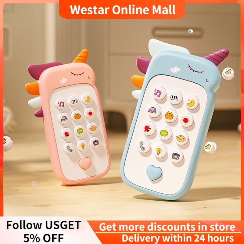 Unicorn Telephone Baby Phone Toys Educational Learning Machine Music ...