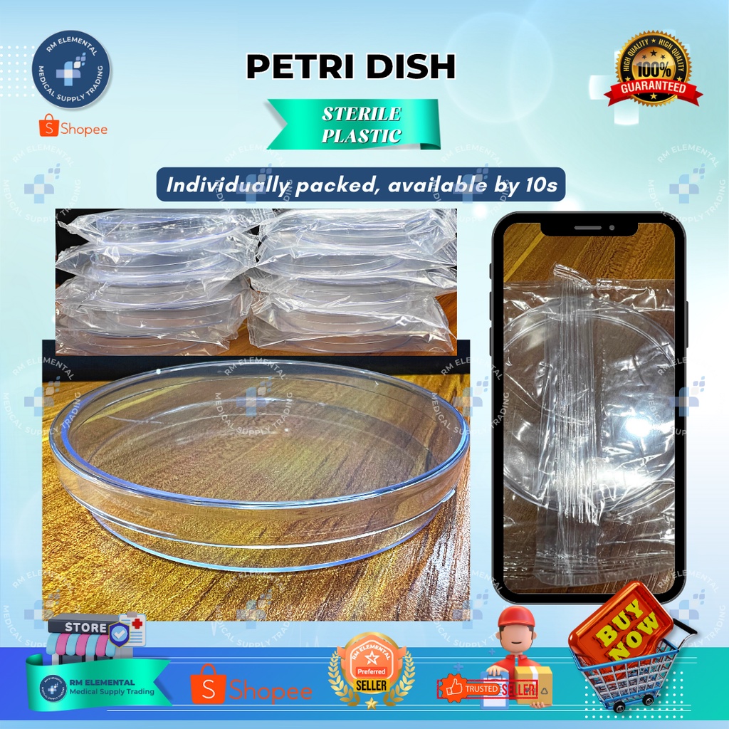 ( 10 PIECES ) Petri Dish Culture Dish for Laboratory STERILE PLASTIC