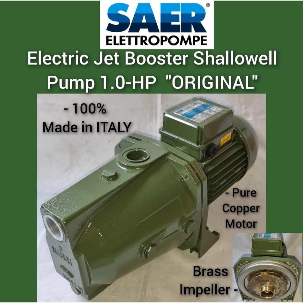 SAER Original Electric Water Pump Jet Booster Pump 1.0HP MADE IN ITALY