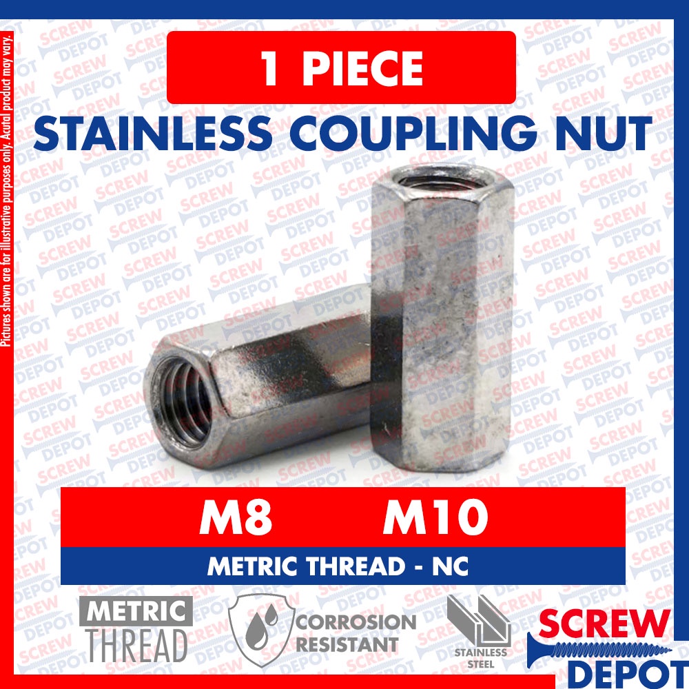 1PC M6 M8 M10 M12 M16 Stainless Coupling Nut / SS Threaded Rod Connector / SUS Long Nut Screw