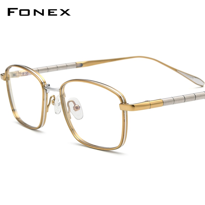FONEX Pure Titanium Glasses Frame Men 2022 New Retro Vintage