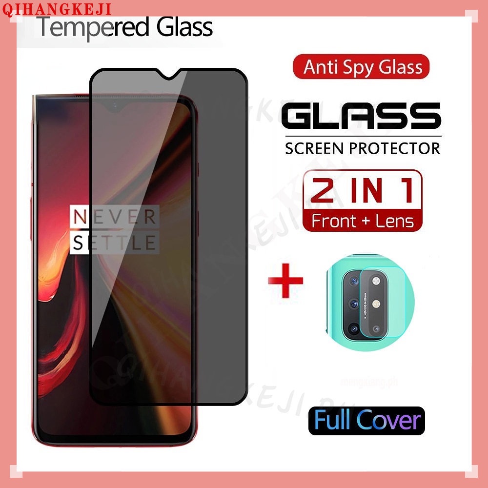 2 In 1 Anti Spy Tempered Glass Screen Protector For Oppo A15 A15s A16