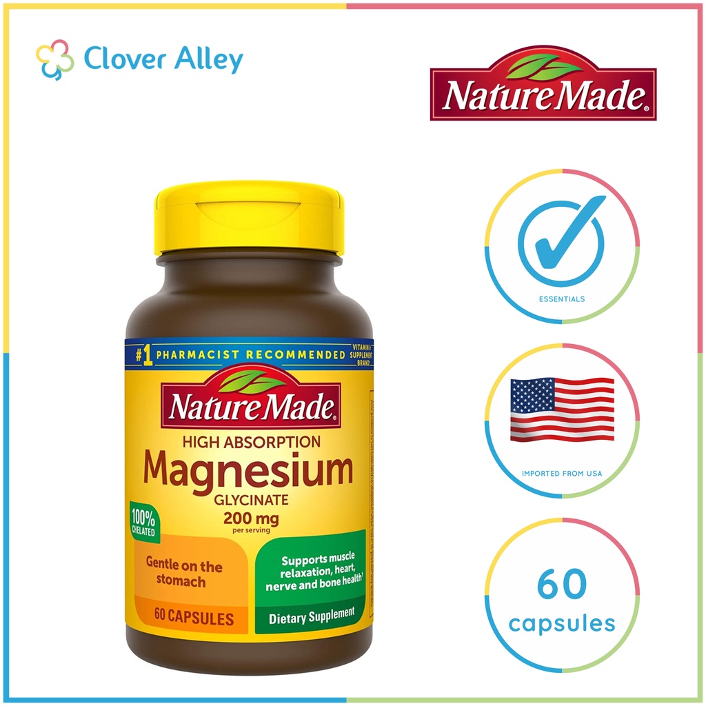 Nature Made Magnesium Glycinate 200mg per Serving, 60pcs (01/2026